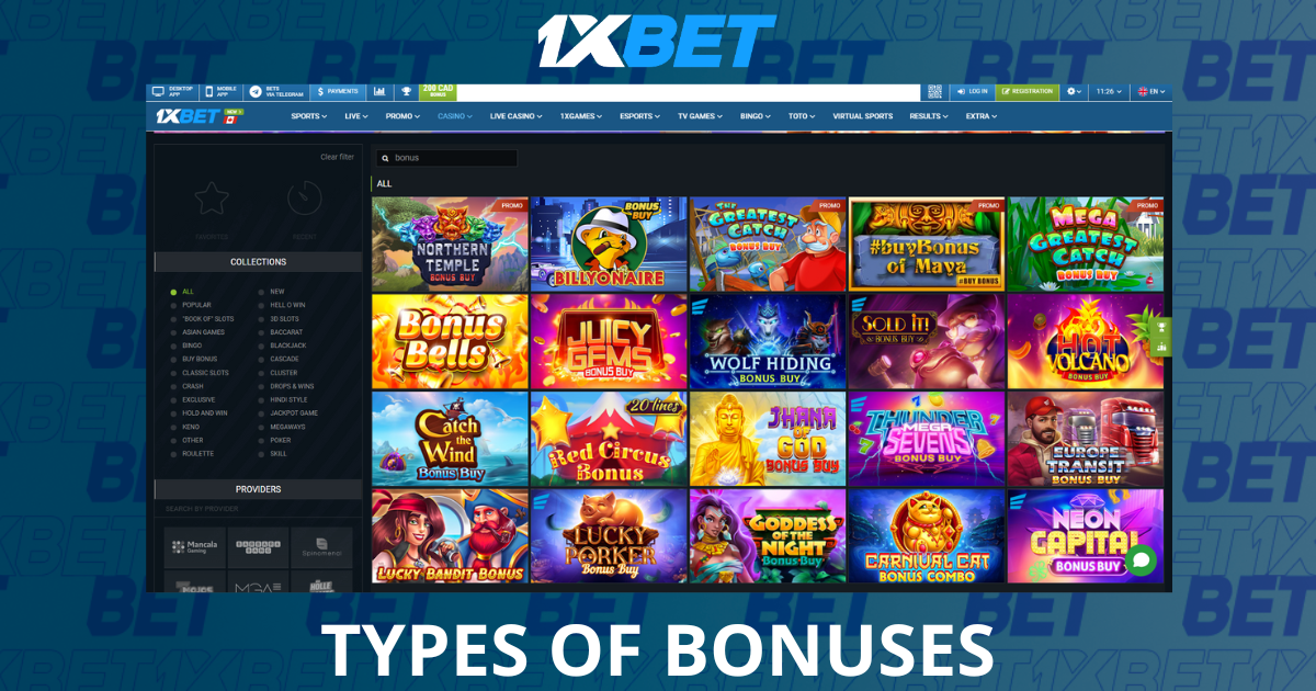 1xBet Types of Bonuses