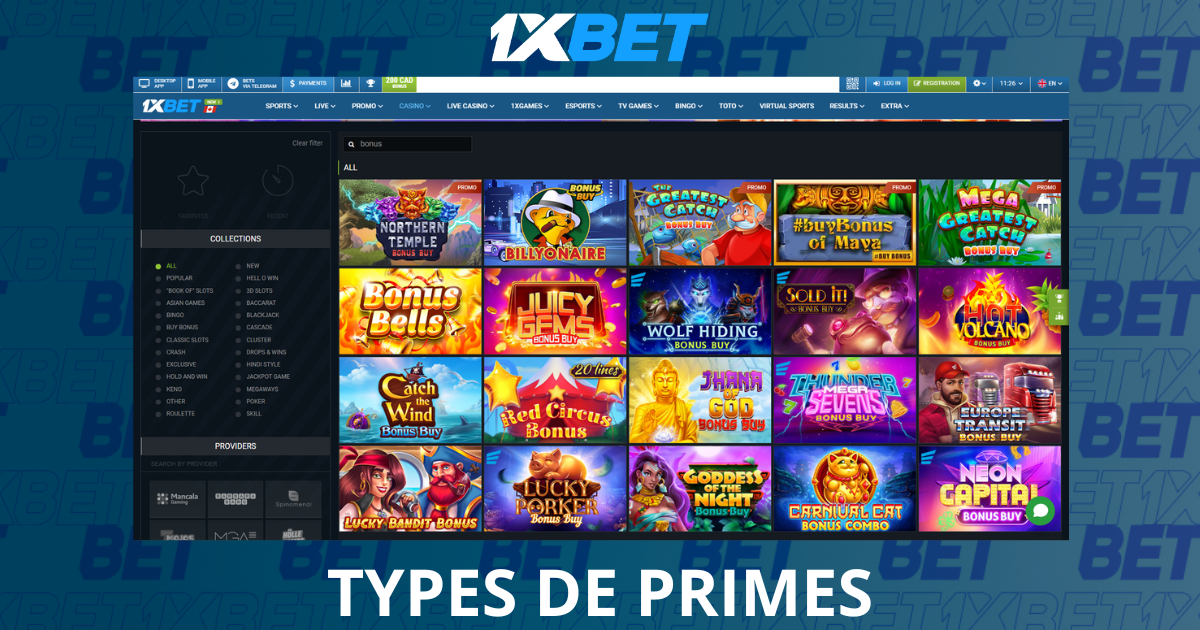 1xBet Types de Primes